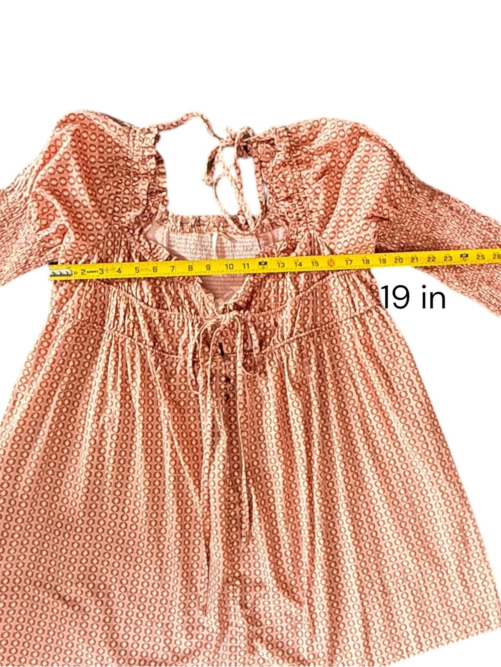 Free People Women's Pink Boho Smocked Long Sleeve Babydoll Mini Dress Size M - Picture 8 of 12